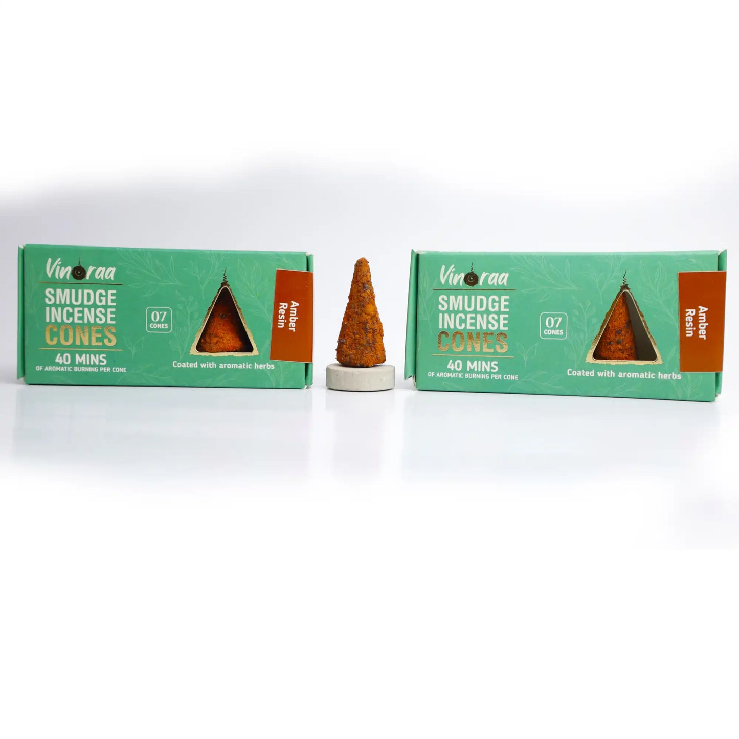 Handcrafted amber resin crystal incense cones