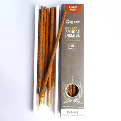 Amber resin crystal smudge incense long sticks pack of 8
