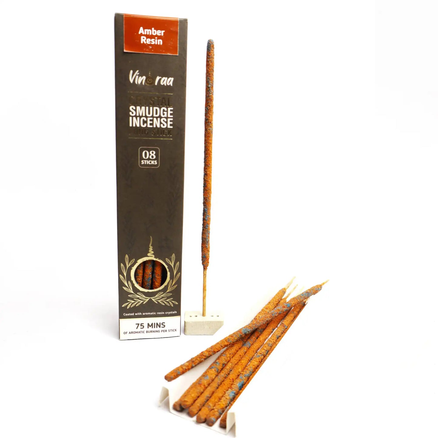 Handcrafted amber resin crystal smudge incense sticks