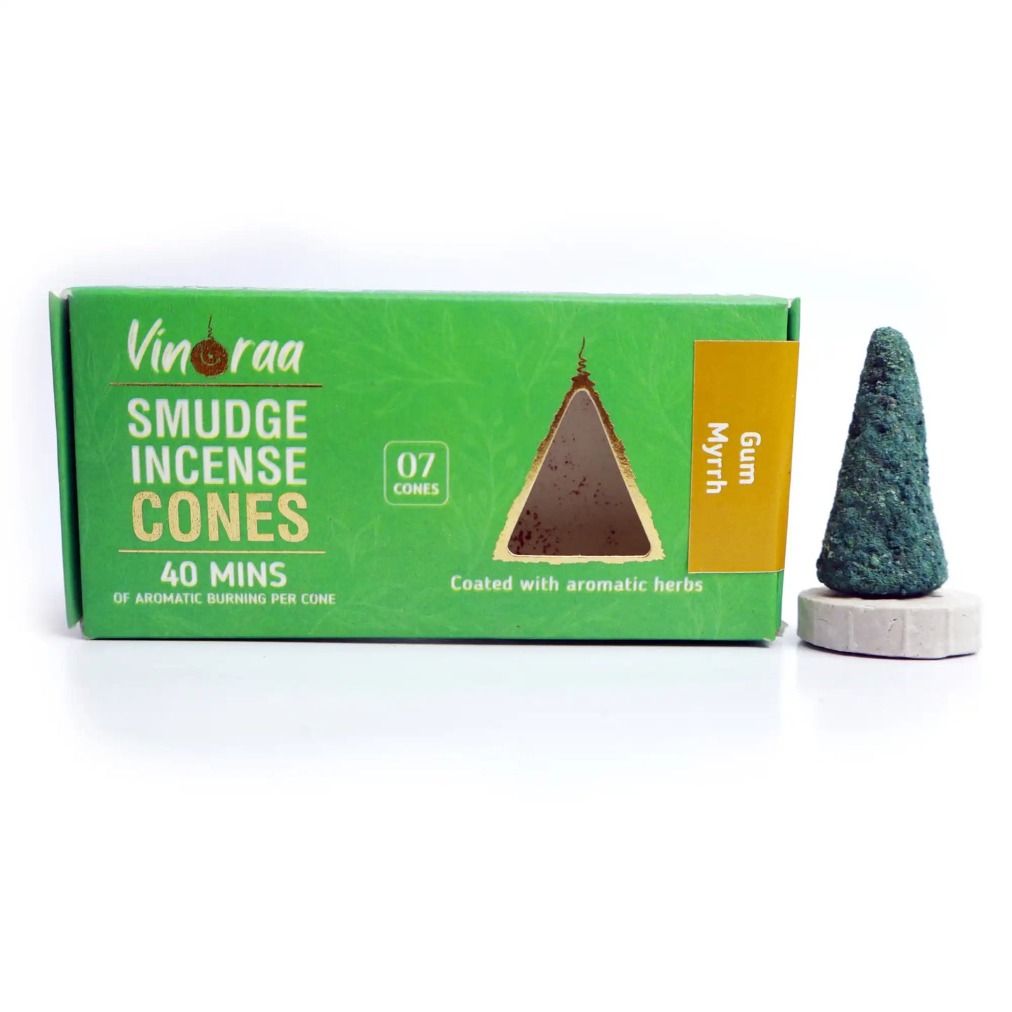 Gum myrrh crystal smudge incense cones pack of 7
