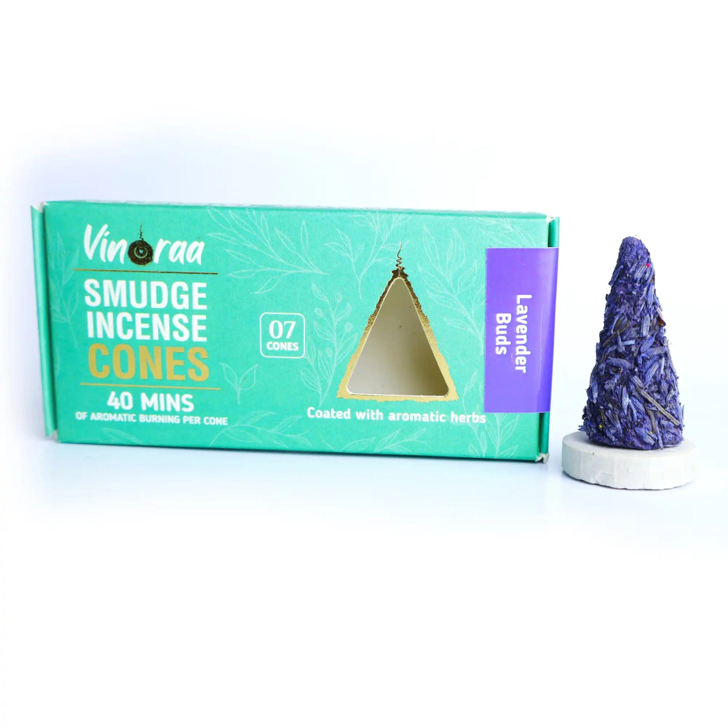 Lavender buds botanical smudge incense cones pack of 7