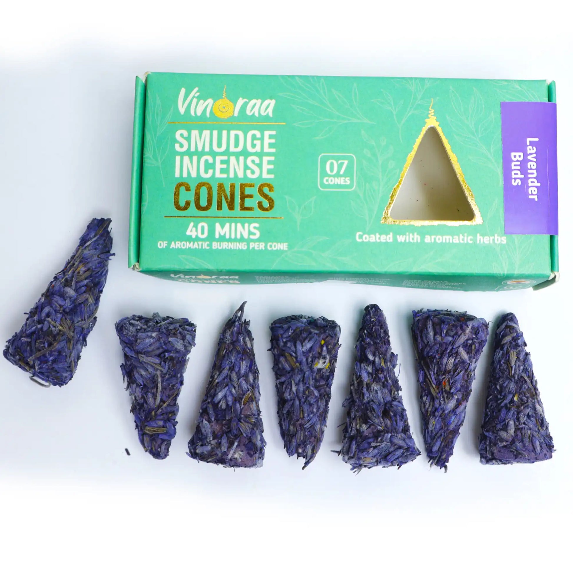 Herbal lavender botanical smudge incense cones
