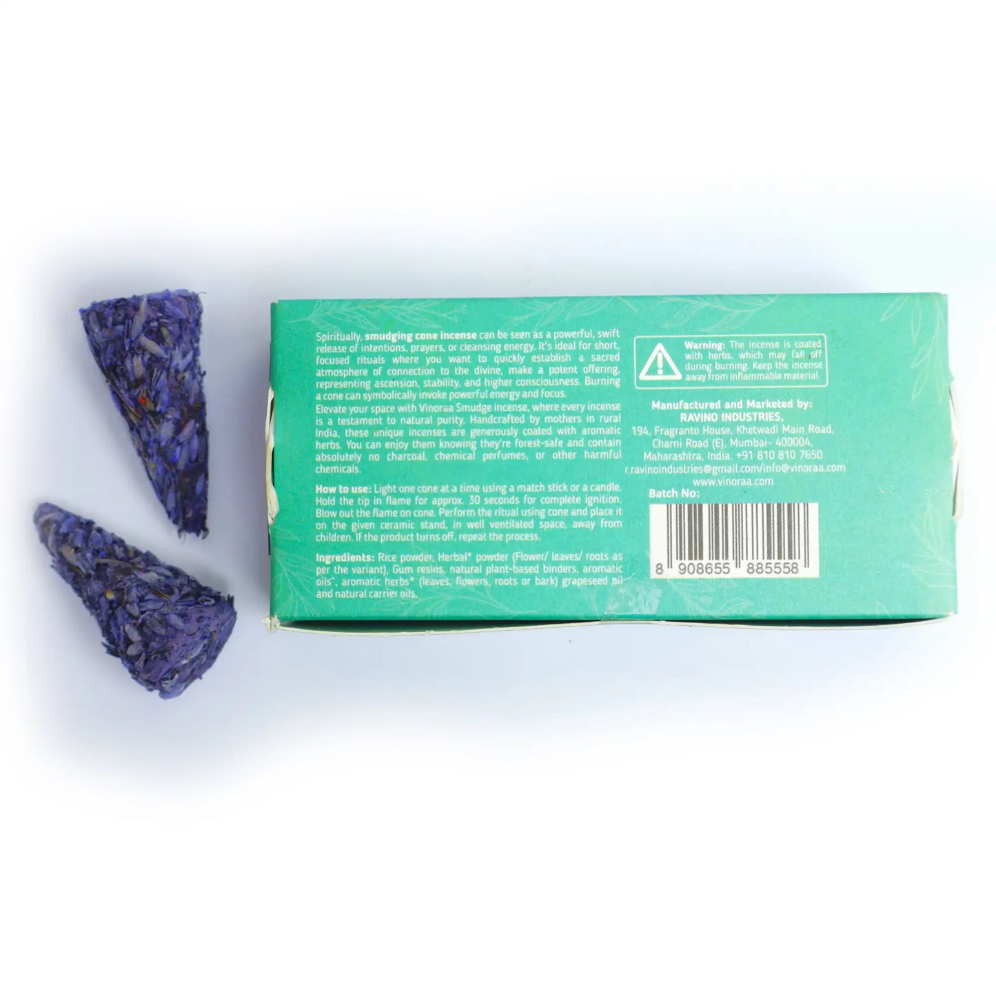 Lavender smudge incense cones for meditation