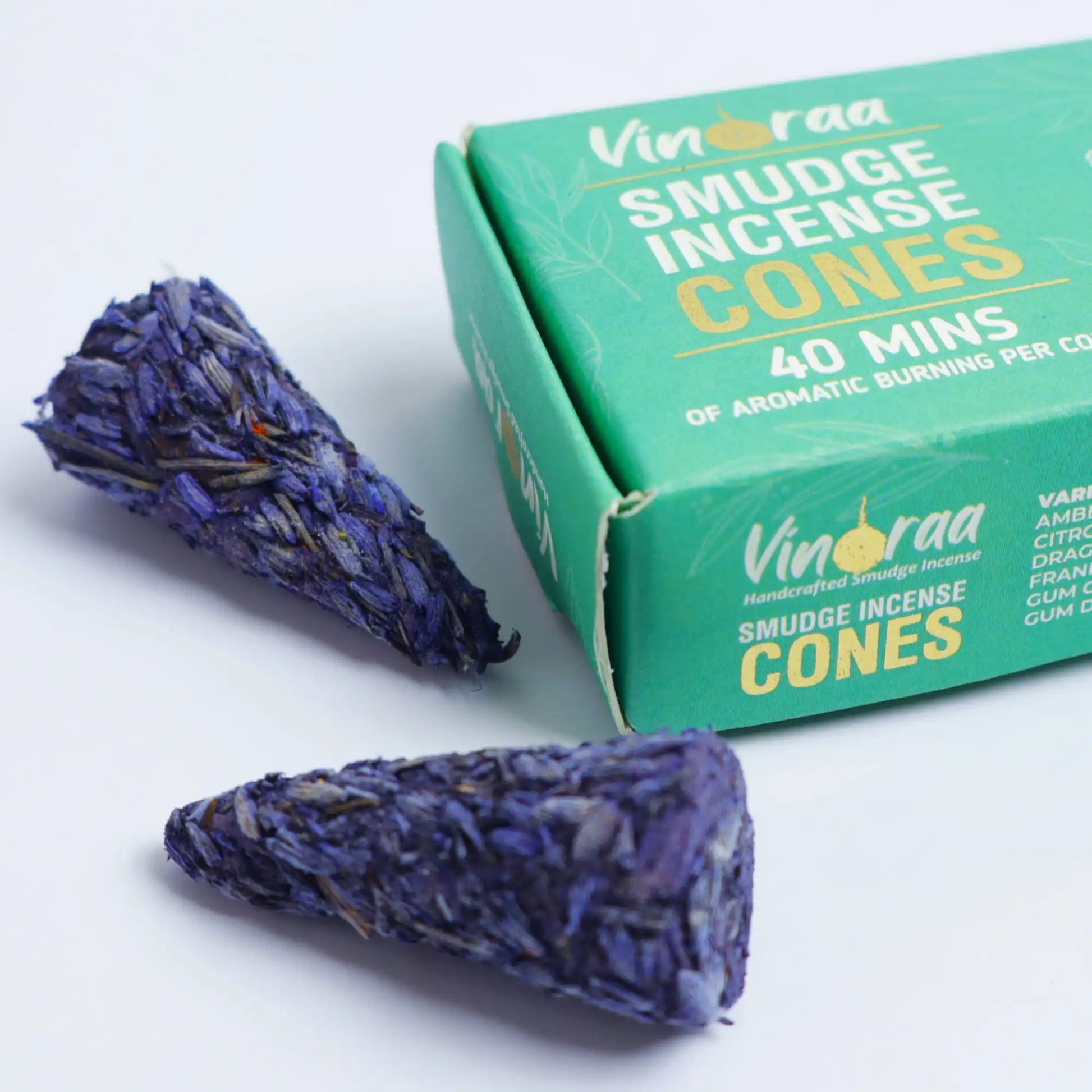 Aromatic lavender buds incense cones burning