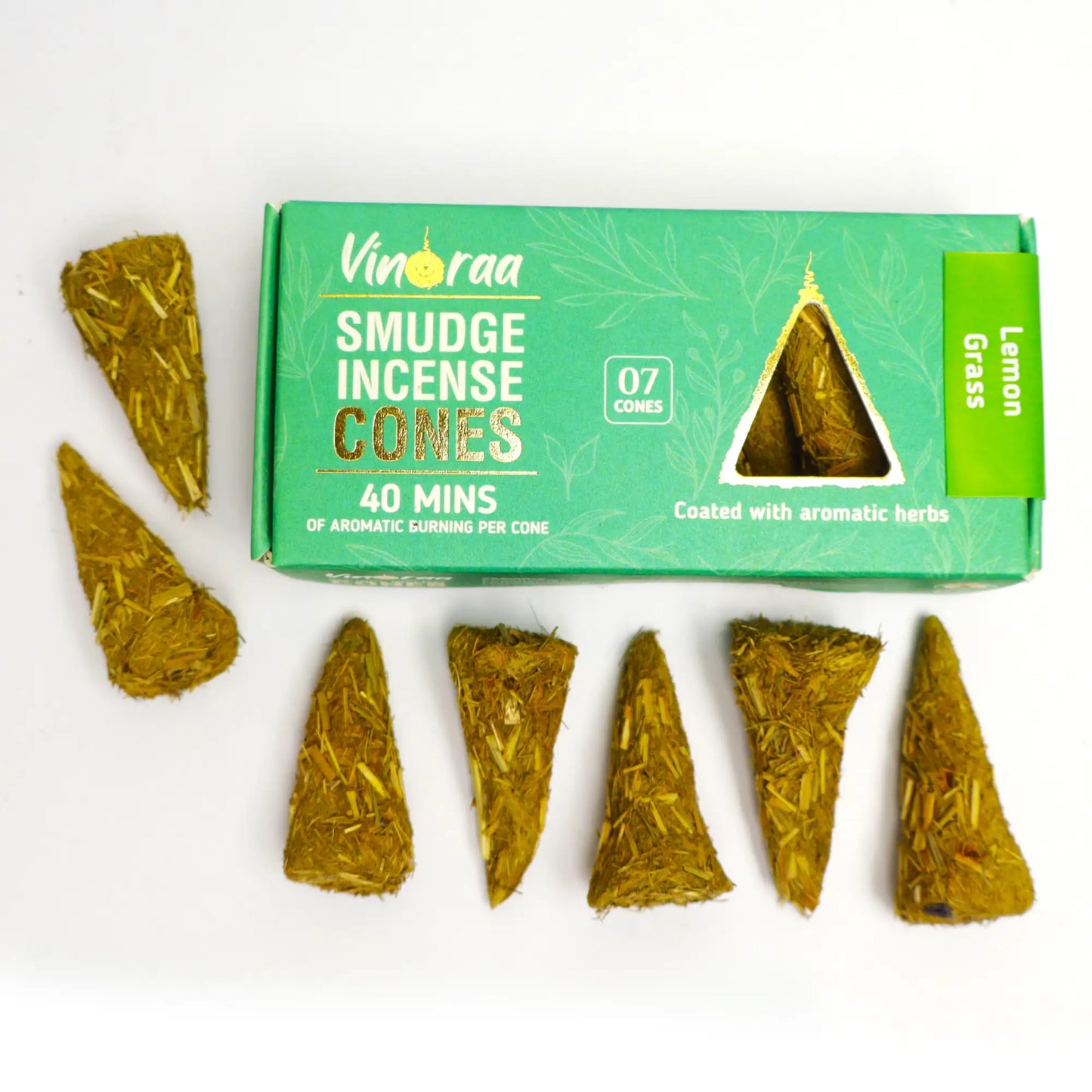 Natural lemongrass smudge incense cones for cleansing