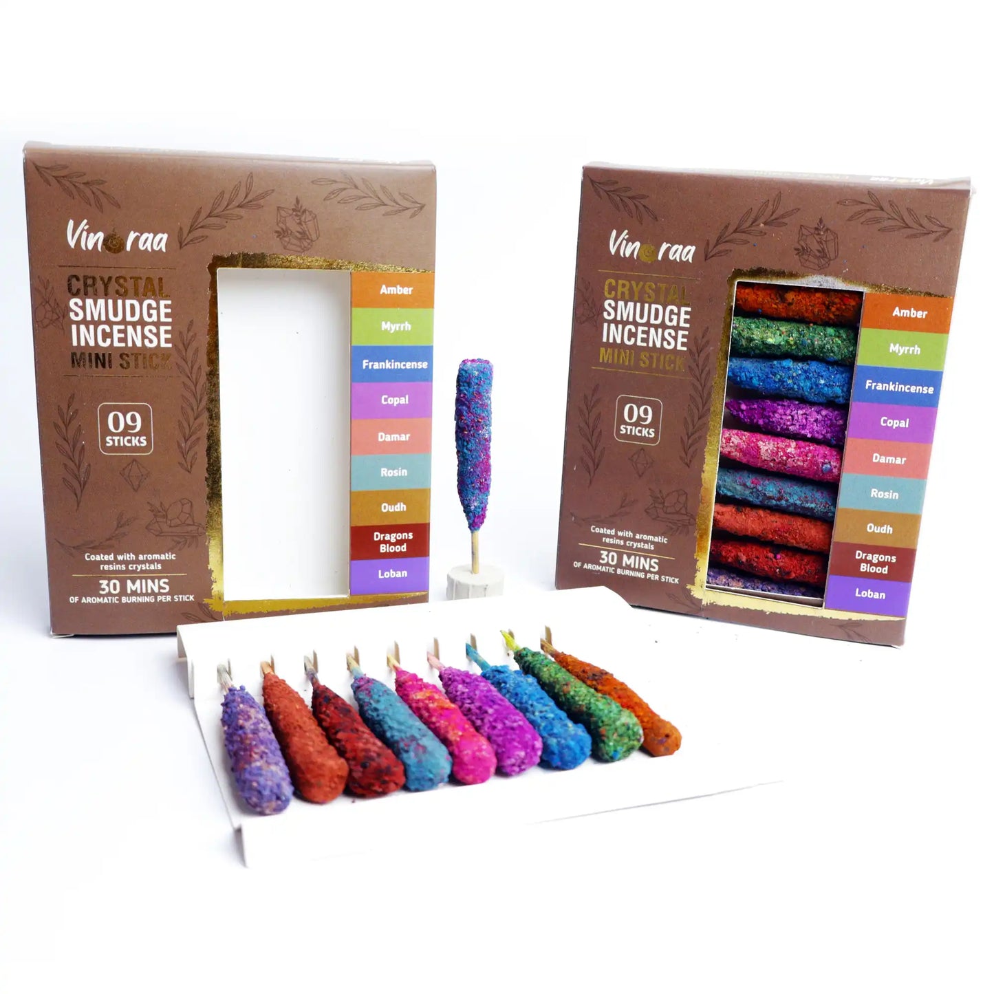 Crystal-infused mini smudge incense sticks