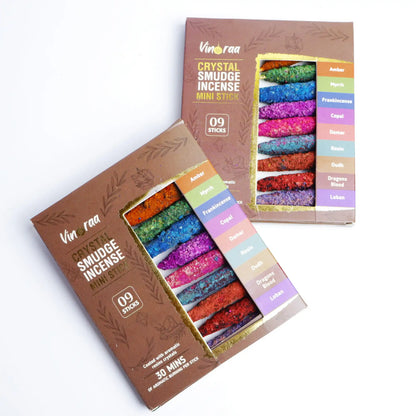 Crystal smudge mini incense sticks assortment
