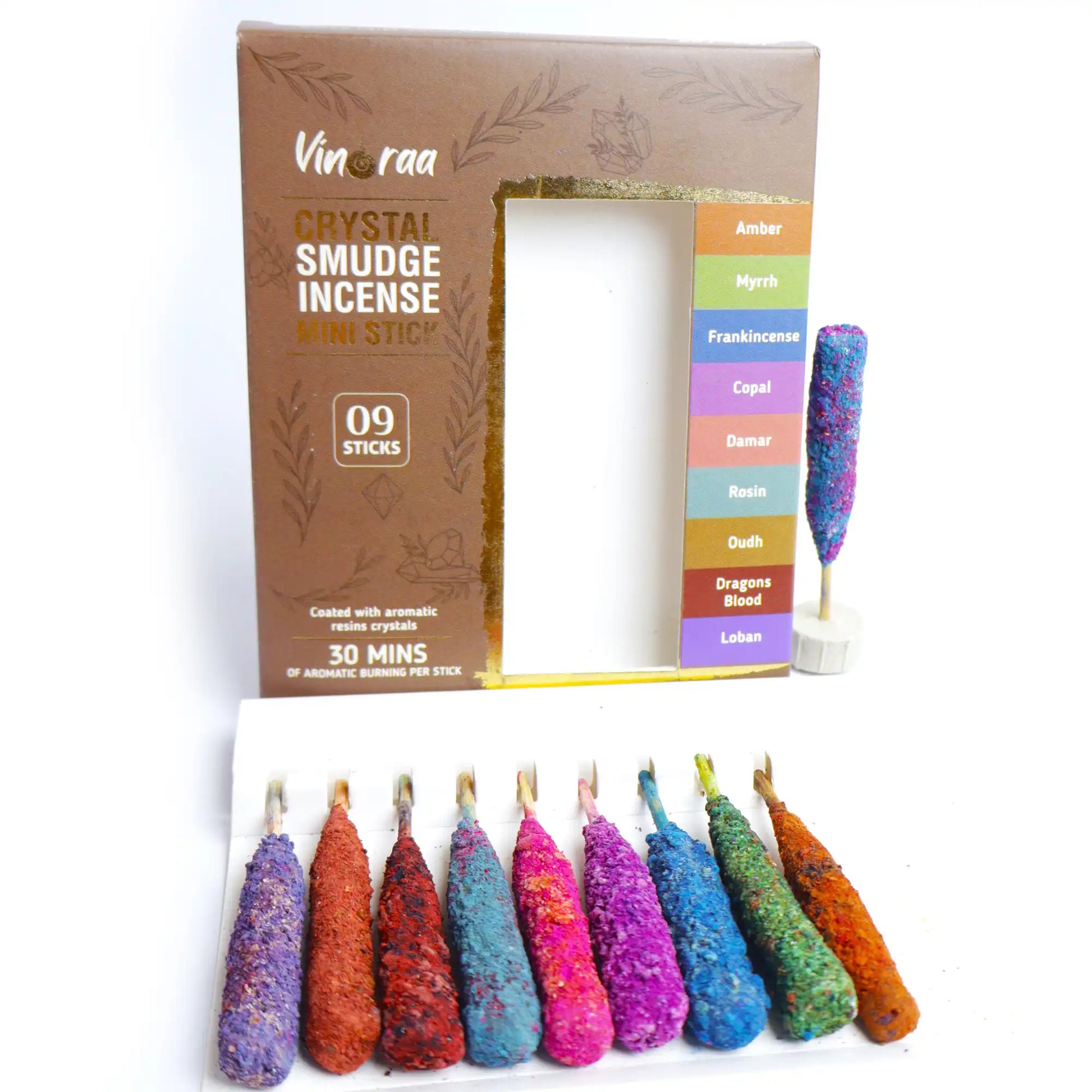 Handcrafted mini crystal incense sticks