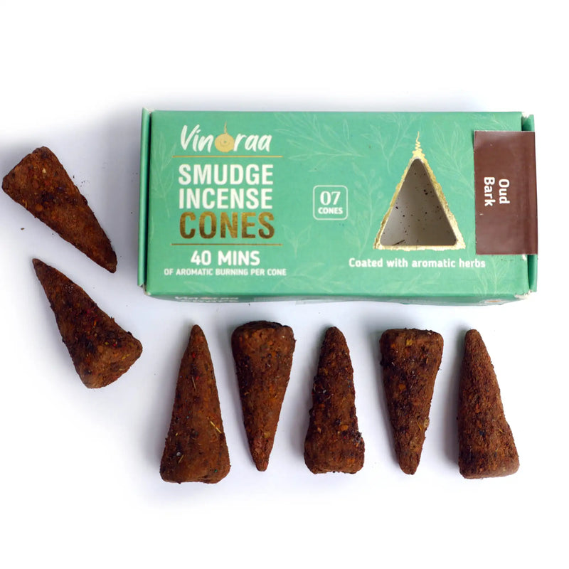 Oud Bark Crystal Smudge Incense Cones
