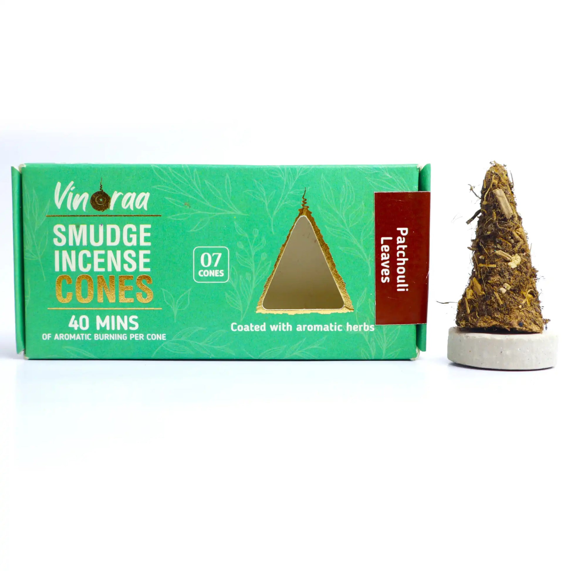 Patchouli leaves botanical smudge incense cones pack of 7