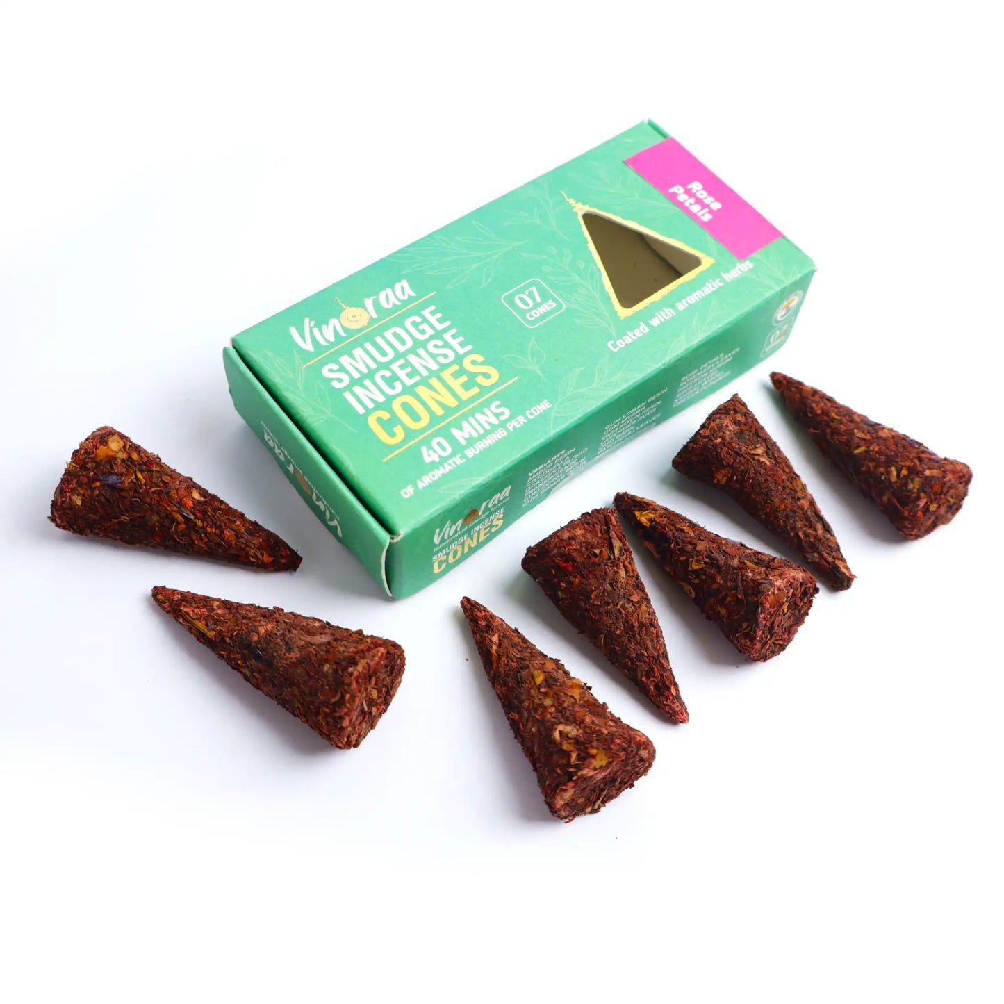 Herbal rose botanical smudge incense cones