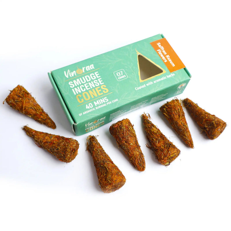 Saffron Kusum Botanical Flowers Smudge Incense Cones