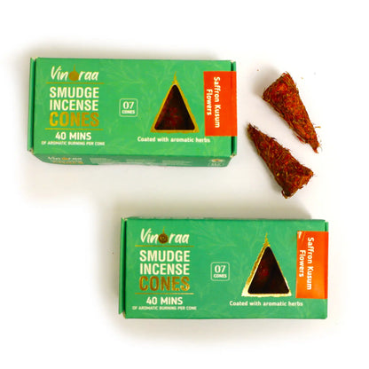 Floral saffron kusum incense cones burning