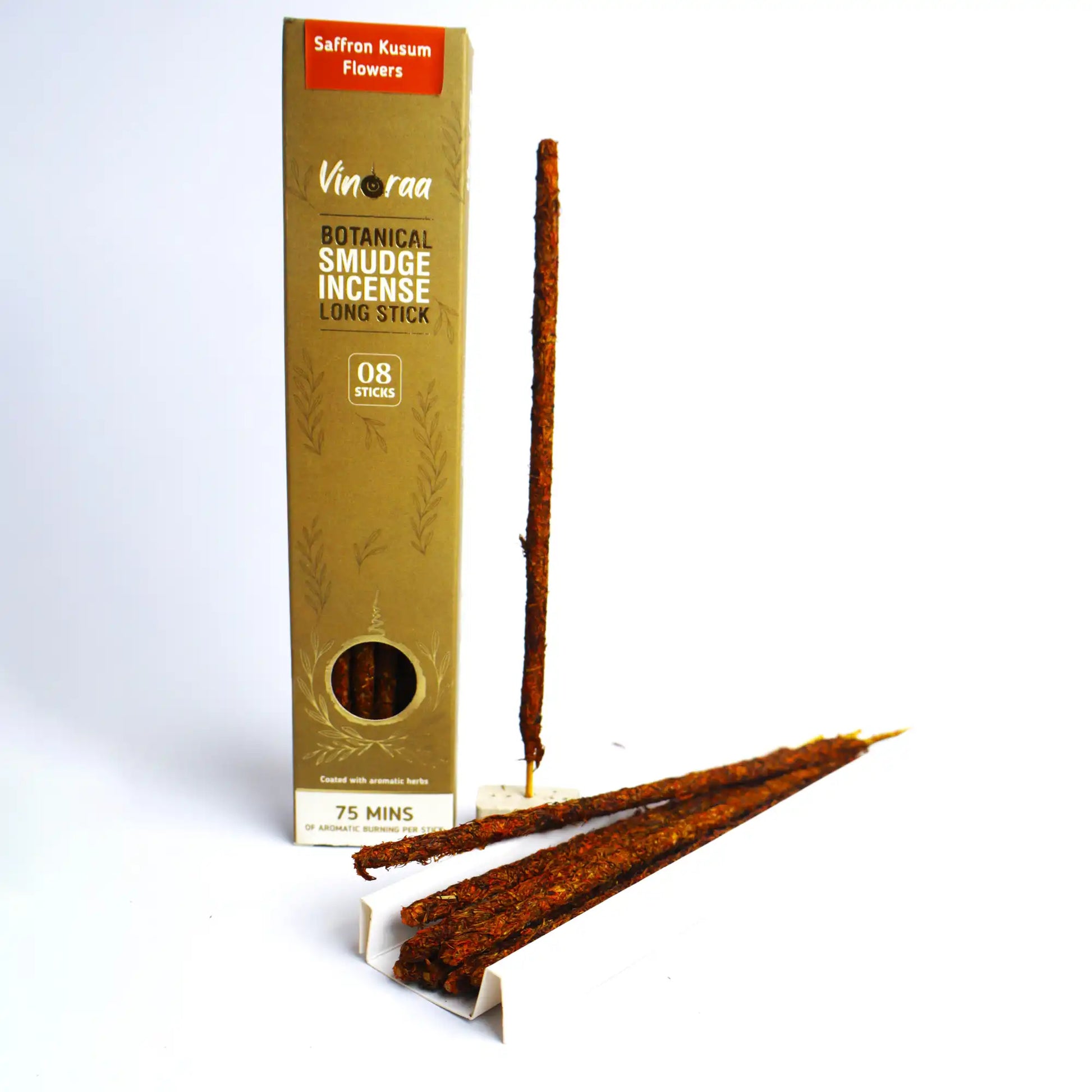 Floral saffron kusum incense sticks burning