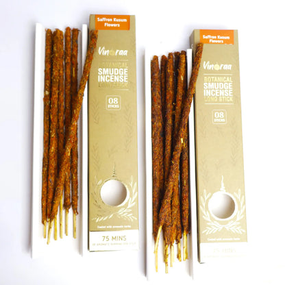 Handcrafted saffron kusum botanical smudge incense sticks
