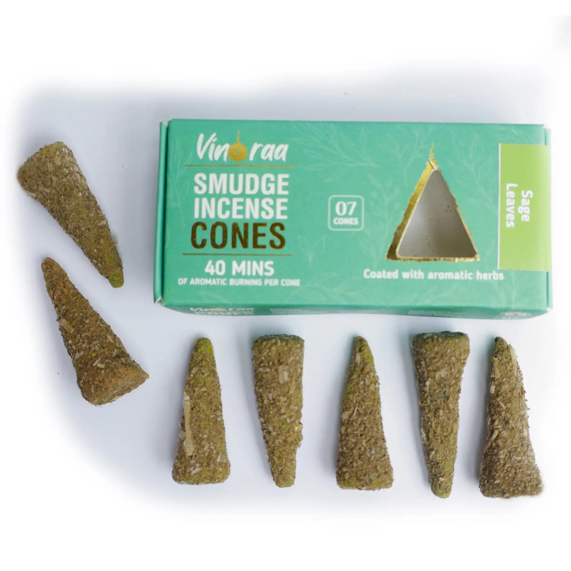 Natural sage leaves smudge incense cones for cleansing