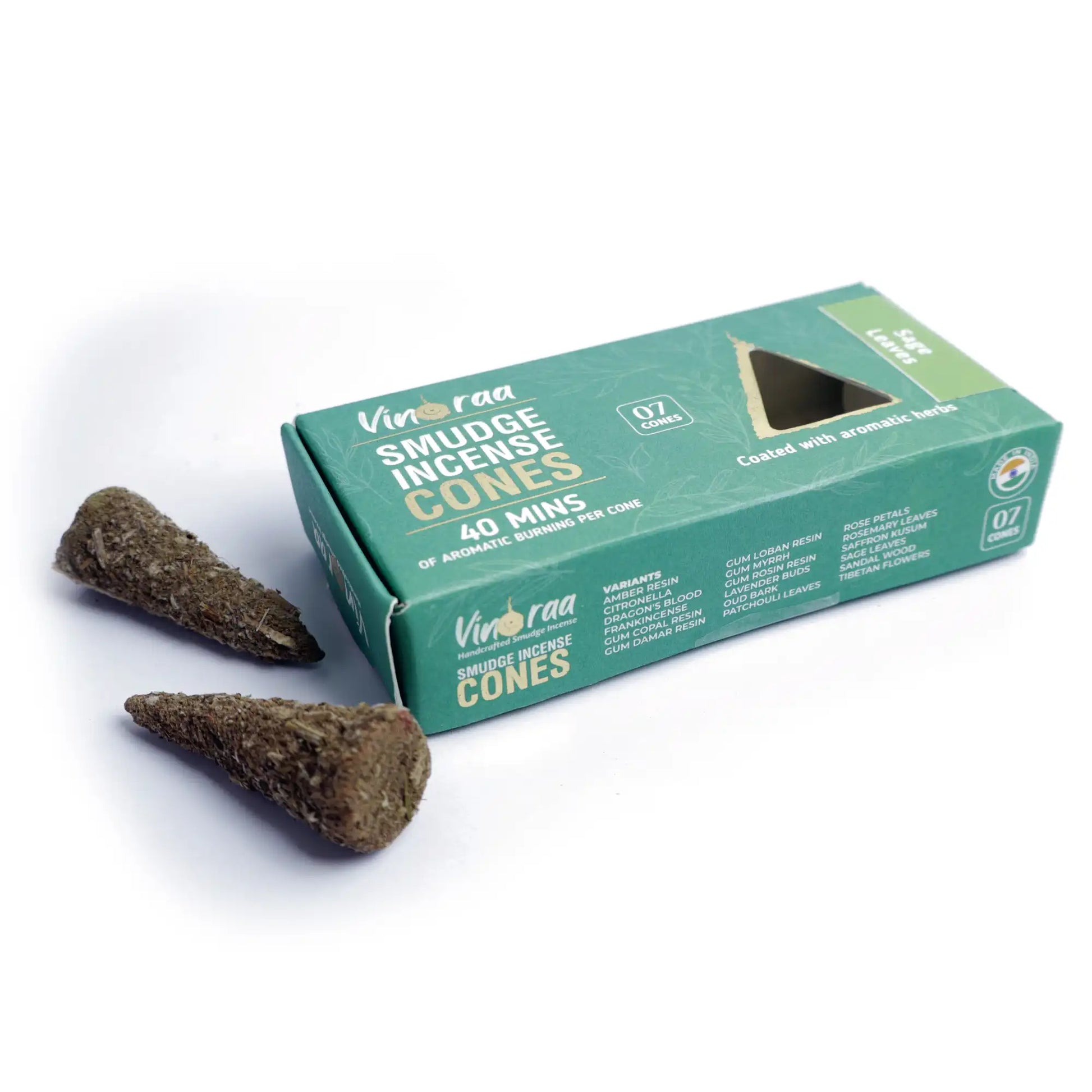 Herbal sage botanical smudge incense cones