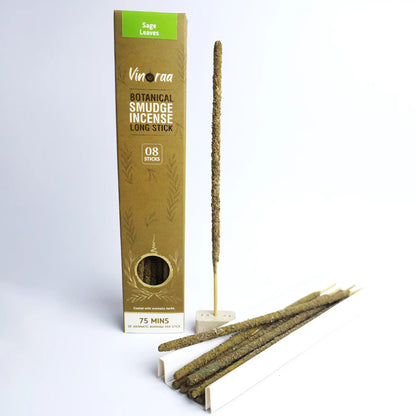 Sage leaves botanical smudge incense long sticks pack of 8