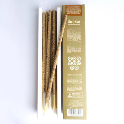 Woody sandalwood incense sticks burning