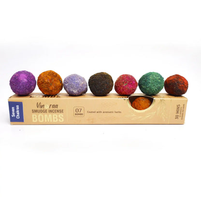 Seven Chakras Smudge Incense Bombs 7 Pcs Chakra Cleansing & Energy Balance